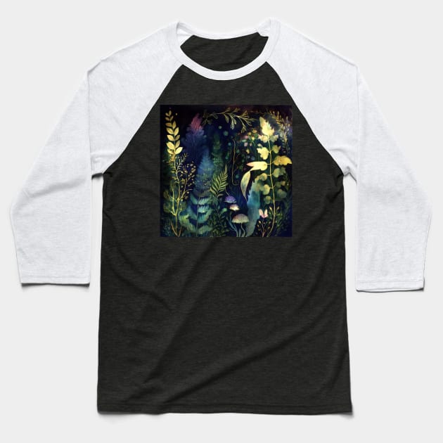 Watercolor Forest, Woodland Landscape Baseball T-Shirt by Dream and Design